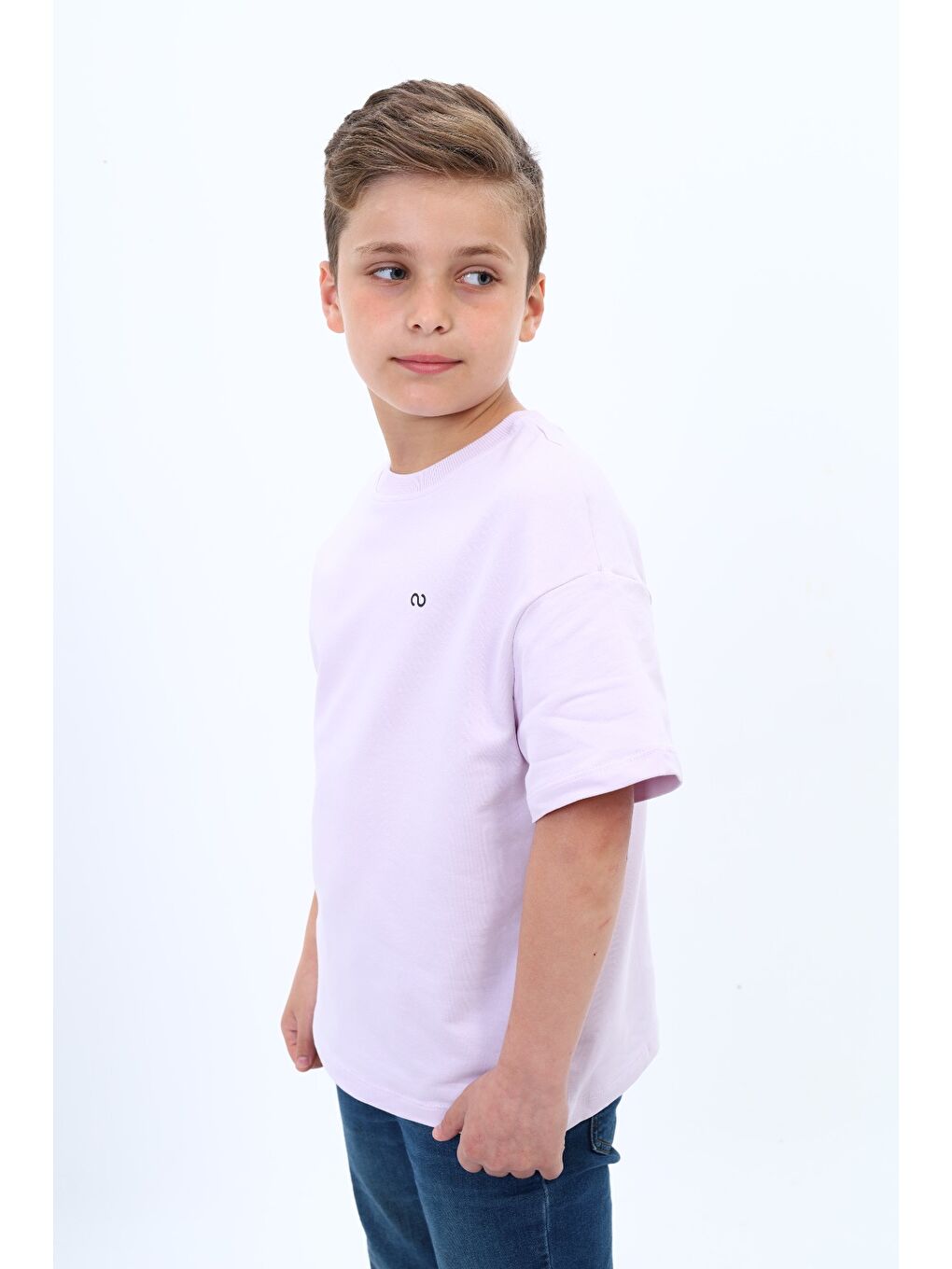 Lila Erkek Çocuk Baskılı Tişört-5