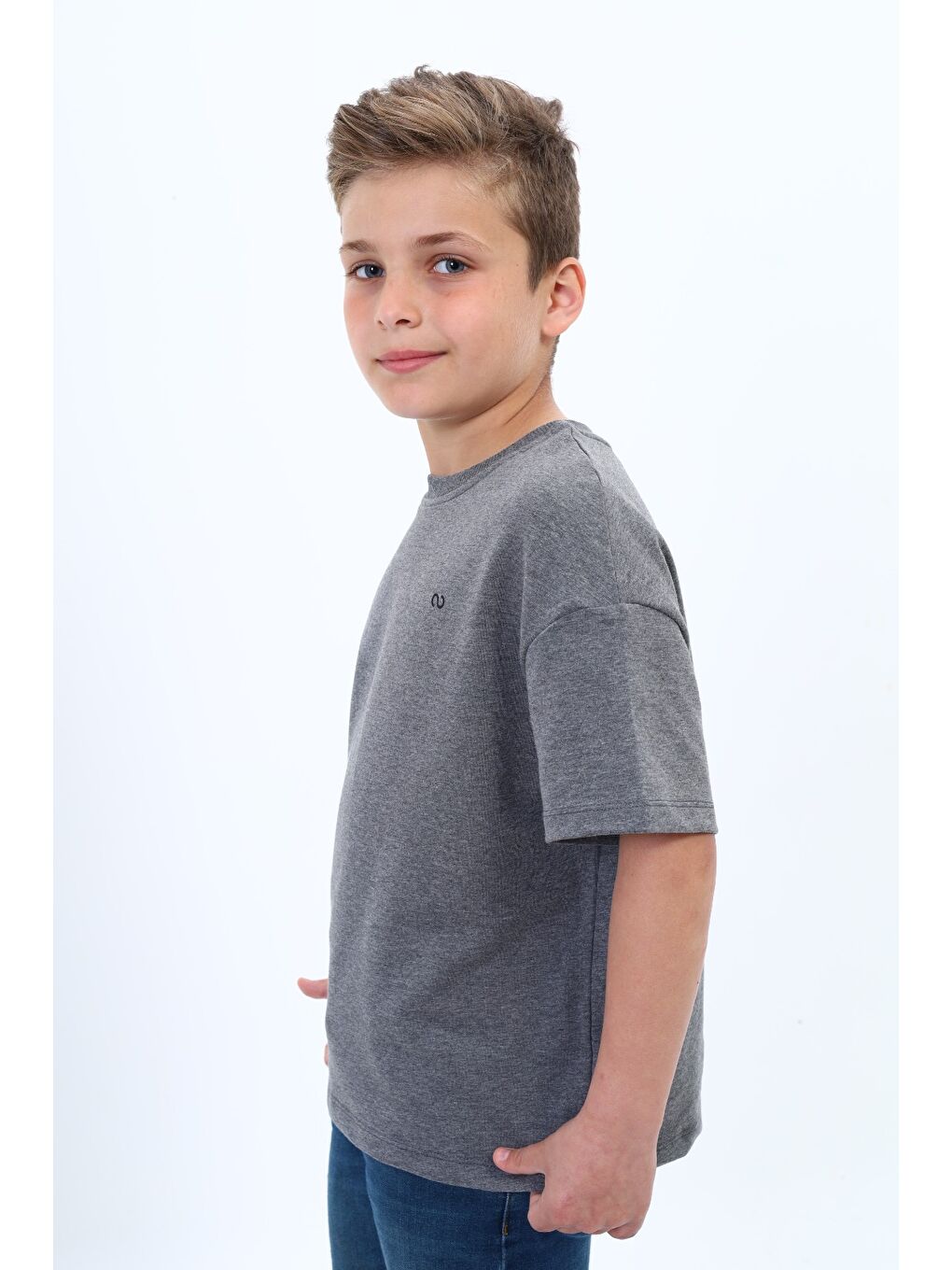 Antrasit Erkek Çocuk Baskılı Tişört-1