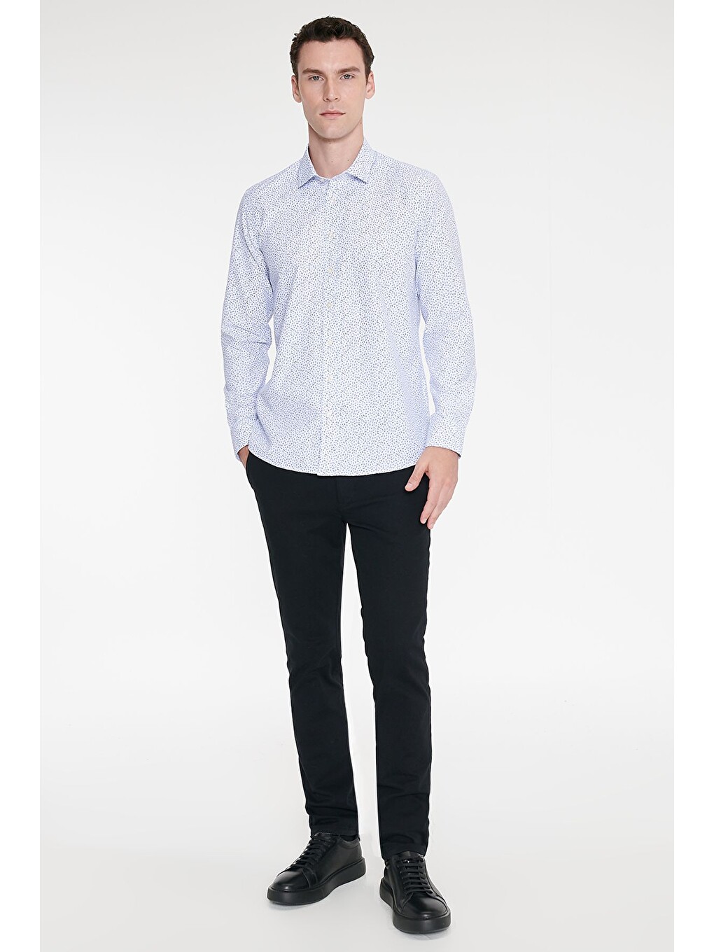 Erkek Siyah Pamuklu Slim Fit Dar Kesim Yan Cepli Armürlü Esnek Casual Pantolon-2