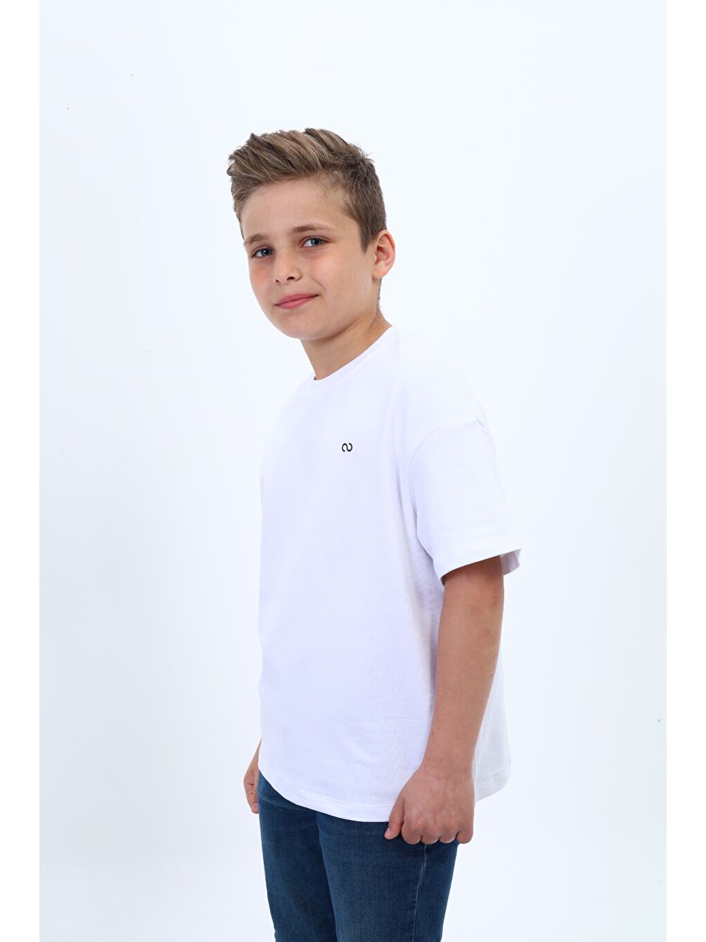 Beyaz Erkek Çocuk Baskılı Tişört-1