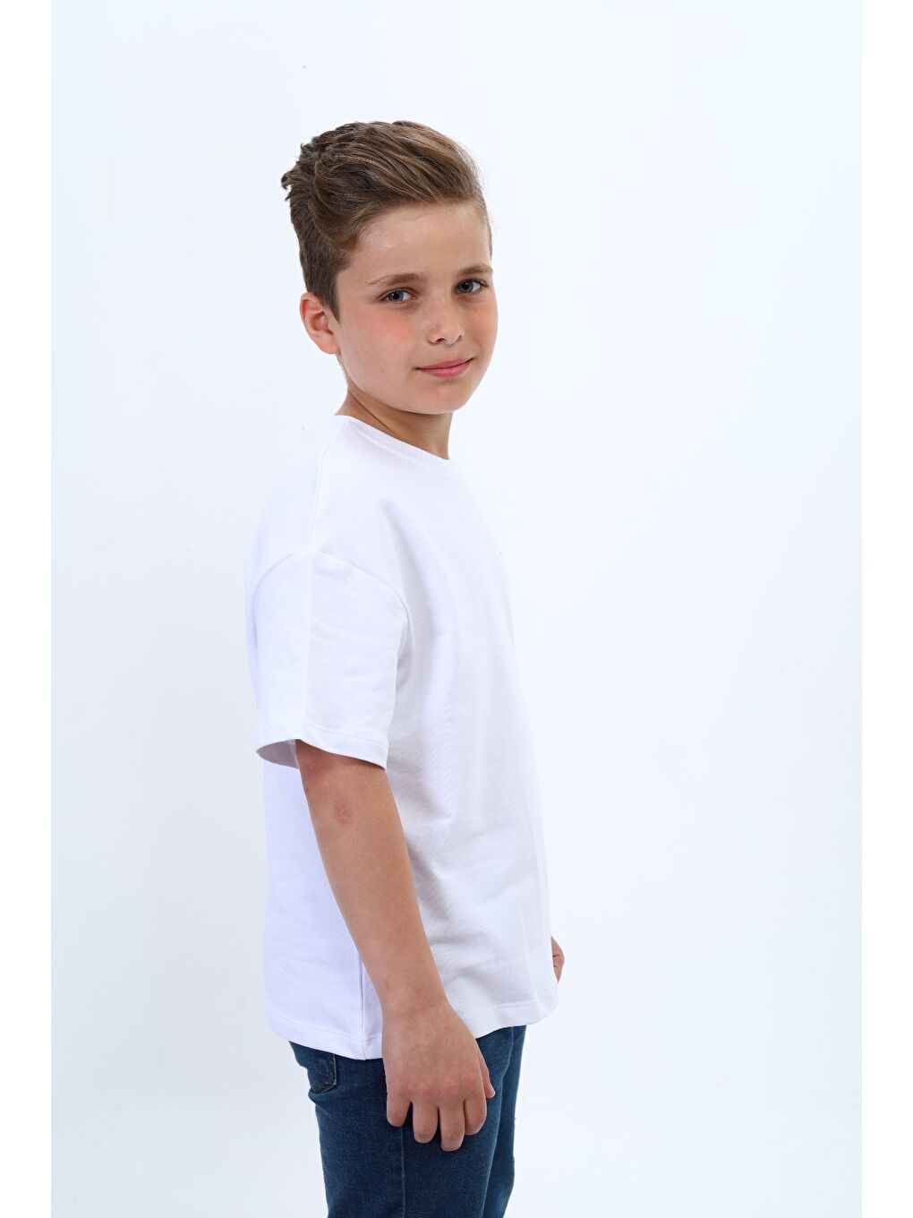 Beyaz Erkek Çocuk Baskılı Tişört-2