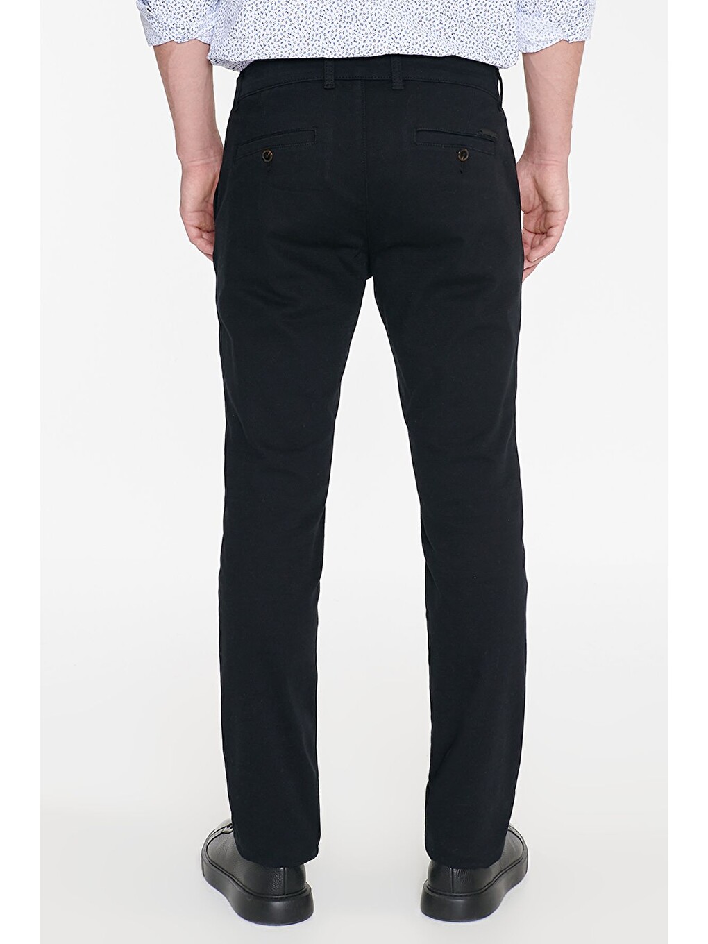 Erkek Siyah Pamuklu Slim Fit Dar Kesim Yan Cepli Armürlü Esnek Casual Pantolon-4