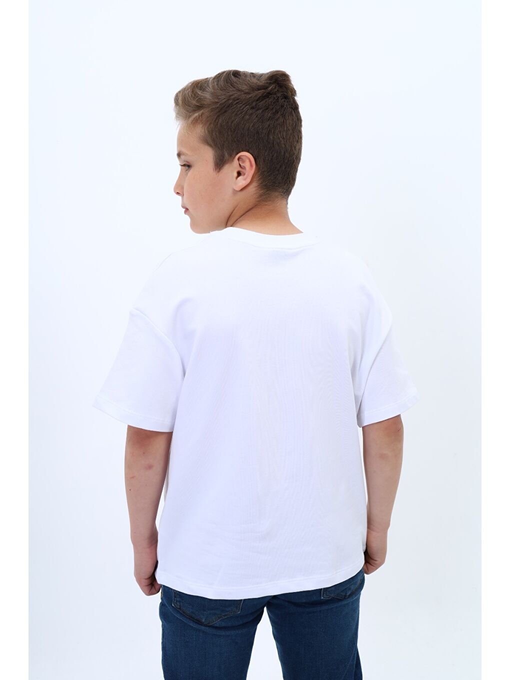 Beyaz Erkek Çocuk Baskılı Tişört-3
