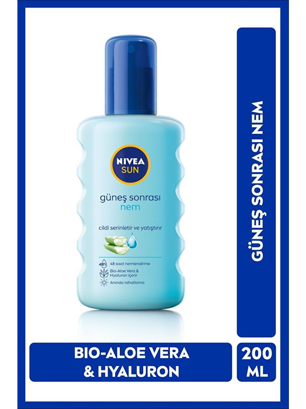 NIVEA Şeffaf Sun Güneş Sonrası 48 Saat Ne mlendirici Sprey 200 ml, Hyaluron Ve Aloe Vera Ile Cildi Yatıştırır