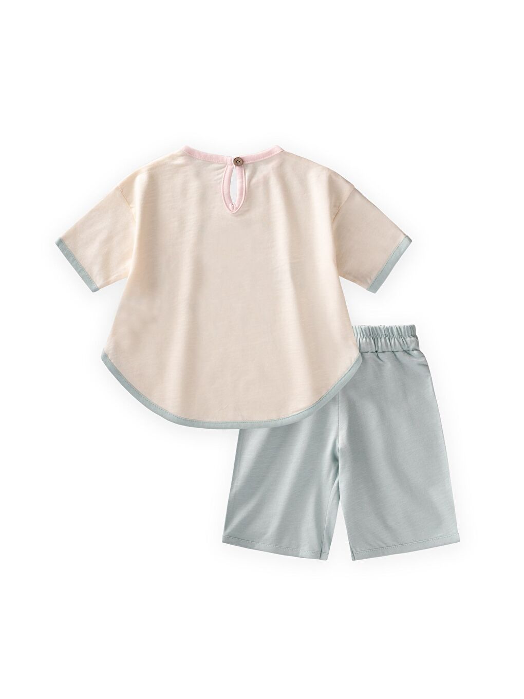 Biye Garnili Oversize Şortlu Takım 1-7 Yaş Ekru-1