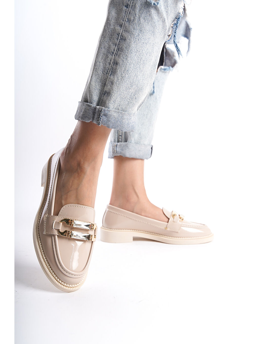 Bej D219 Günlük Ortopedik Kadın Loafer Ayakkabı-8