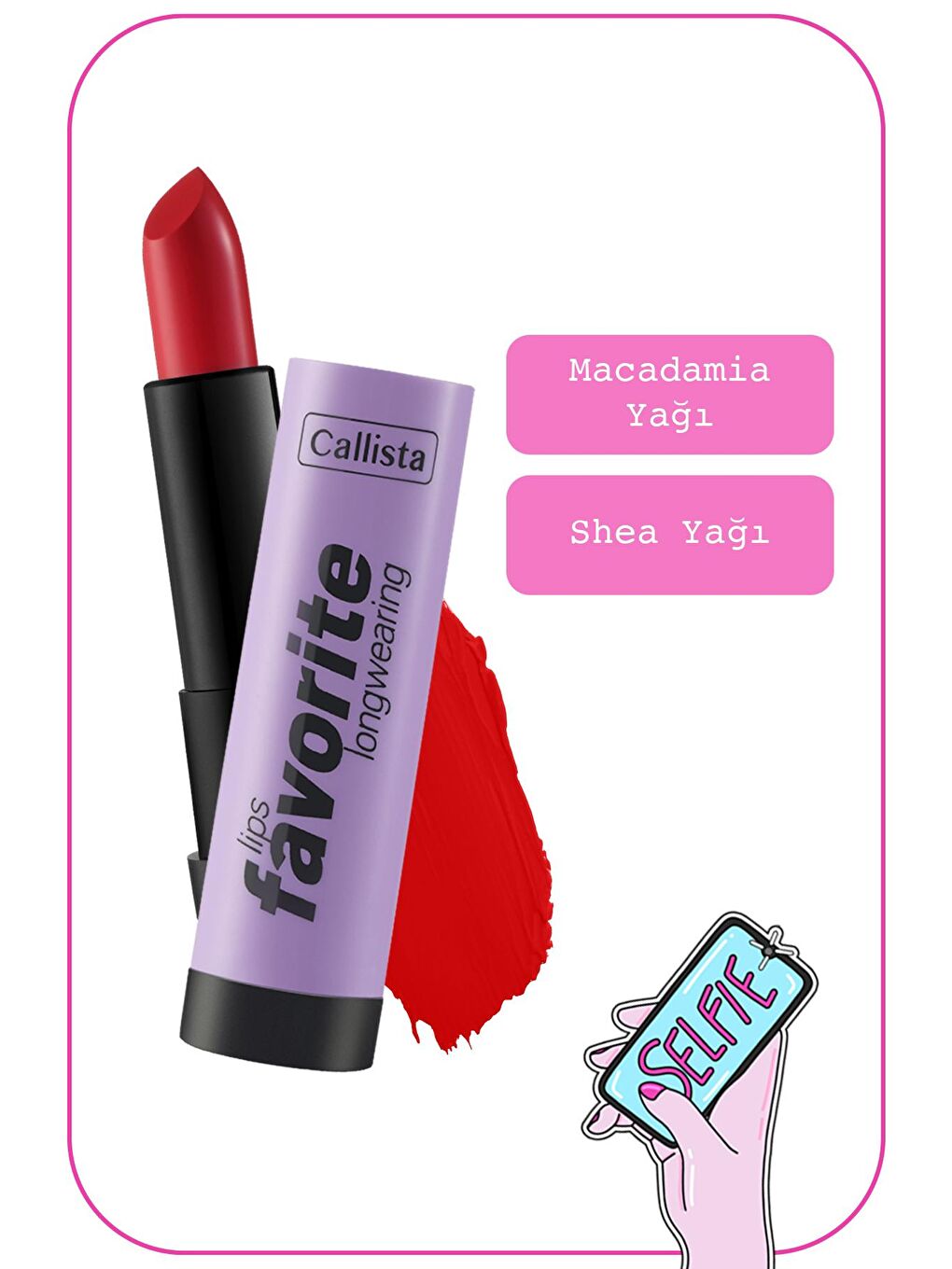 Callista Kırmızı Lips Favorite Longwearing Lipstick Kalıcı Ruj 302 Planet Red - Kırmızı - 1