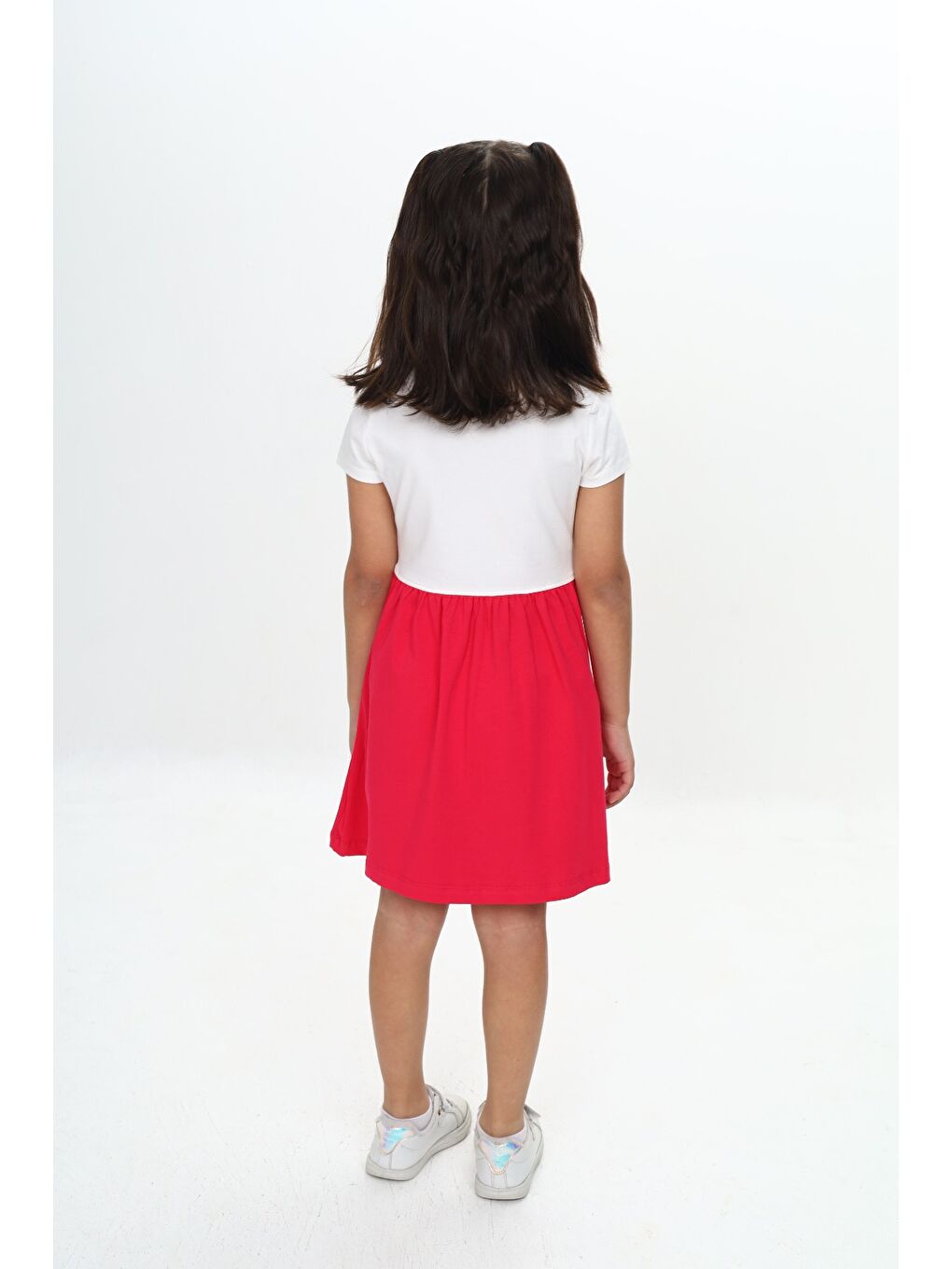 Fuşya Kız Çocuk Tavşan Çiçek Baskılı Elbise-3