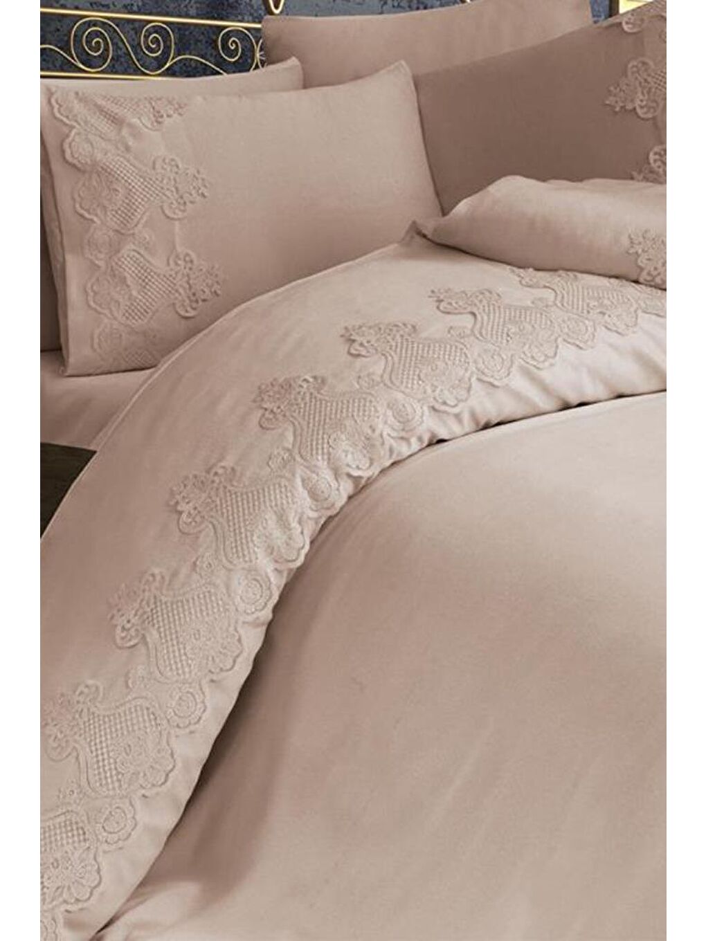 Kahverengi Çeyizdiyarı Dubai Çift Kişilik Nevresim Takımı Cappucino