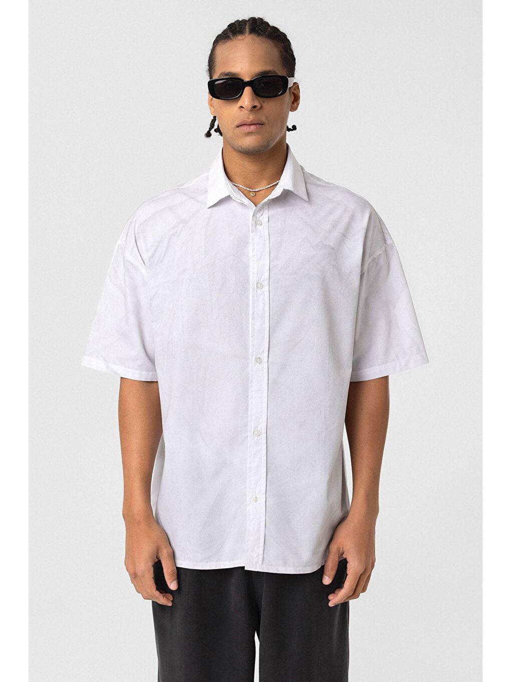 Oversize Yıkamalı Poplin Gömlek Ekru-2