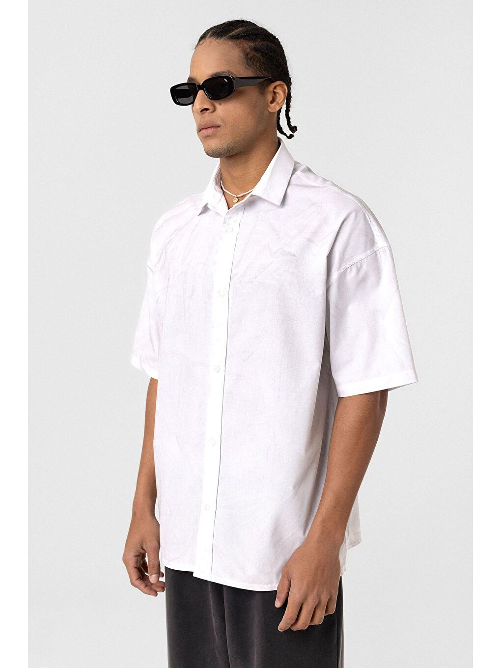 Oversize Yıkamalı Poplin Gömlek Ekru-4