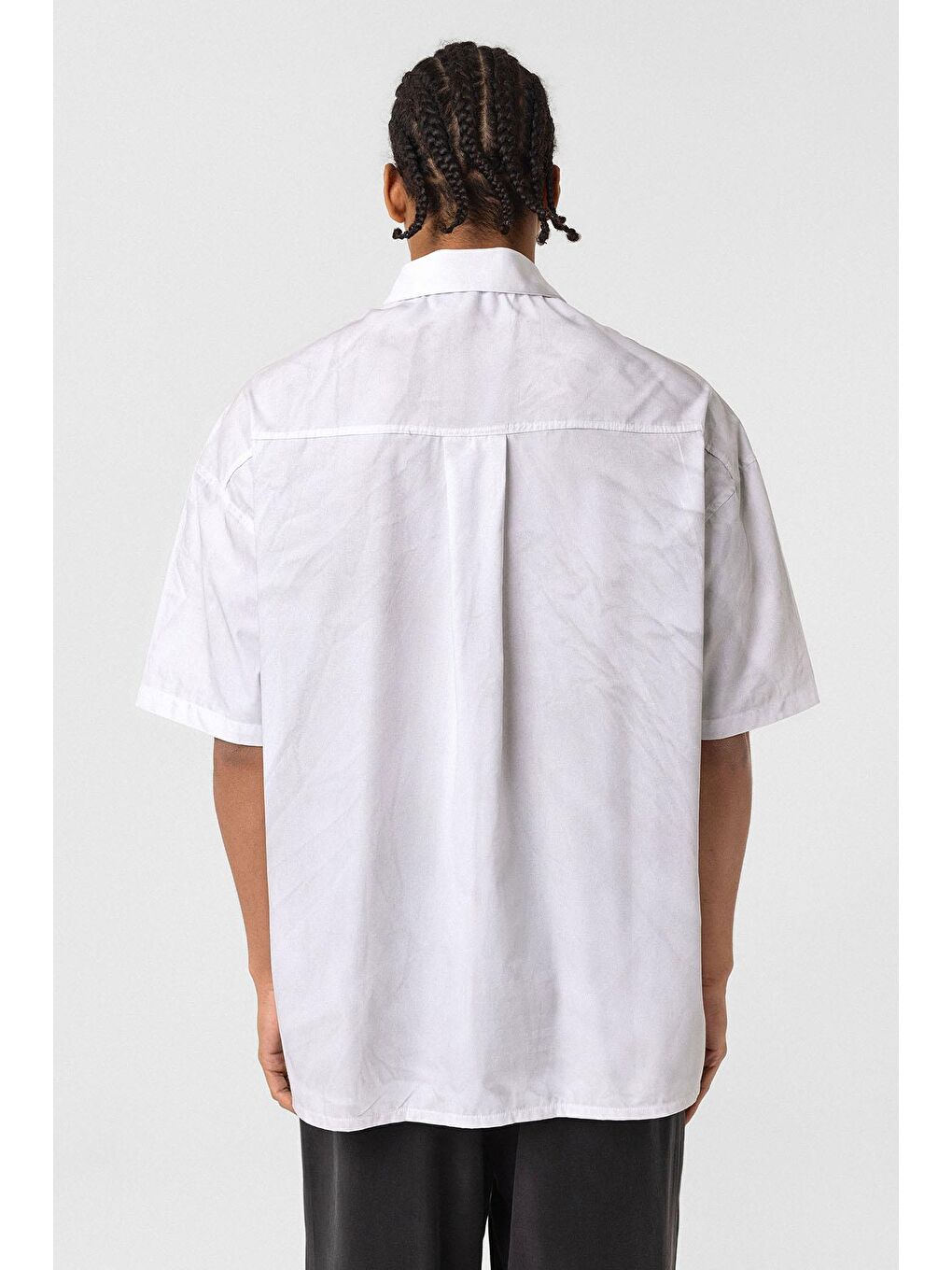 Oversize Yıkamalı Poplin Gömlek Ekru-5