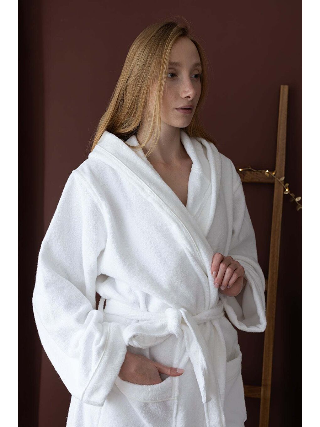 Miro %100 Pamuk Kadın Bornoz Beyaz