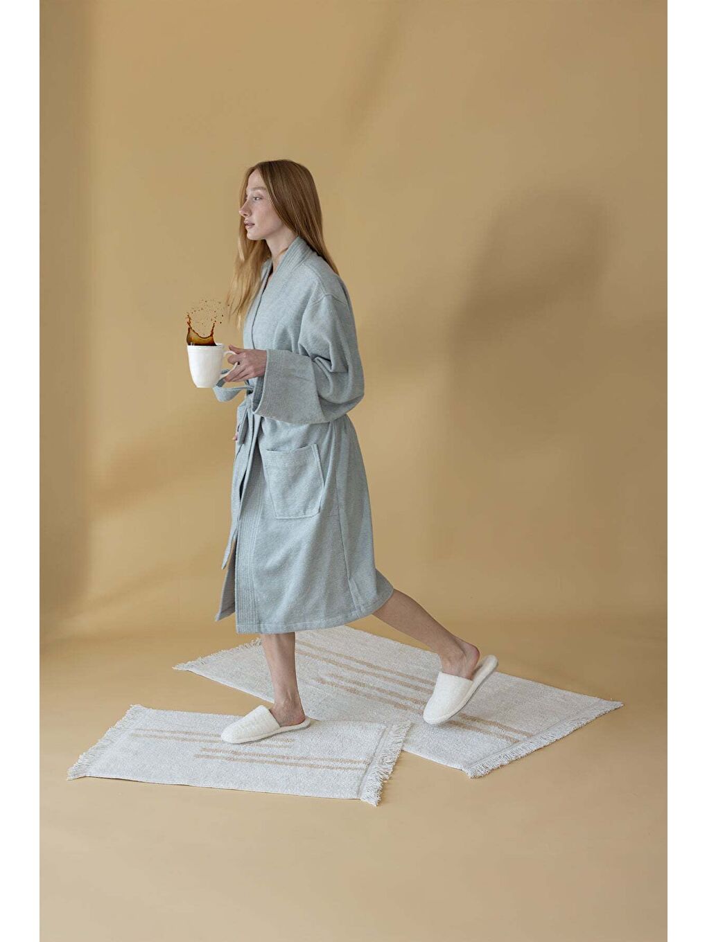 Yeşil Verona Bambu Kadın Bornoz Adaçayı