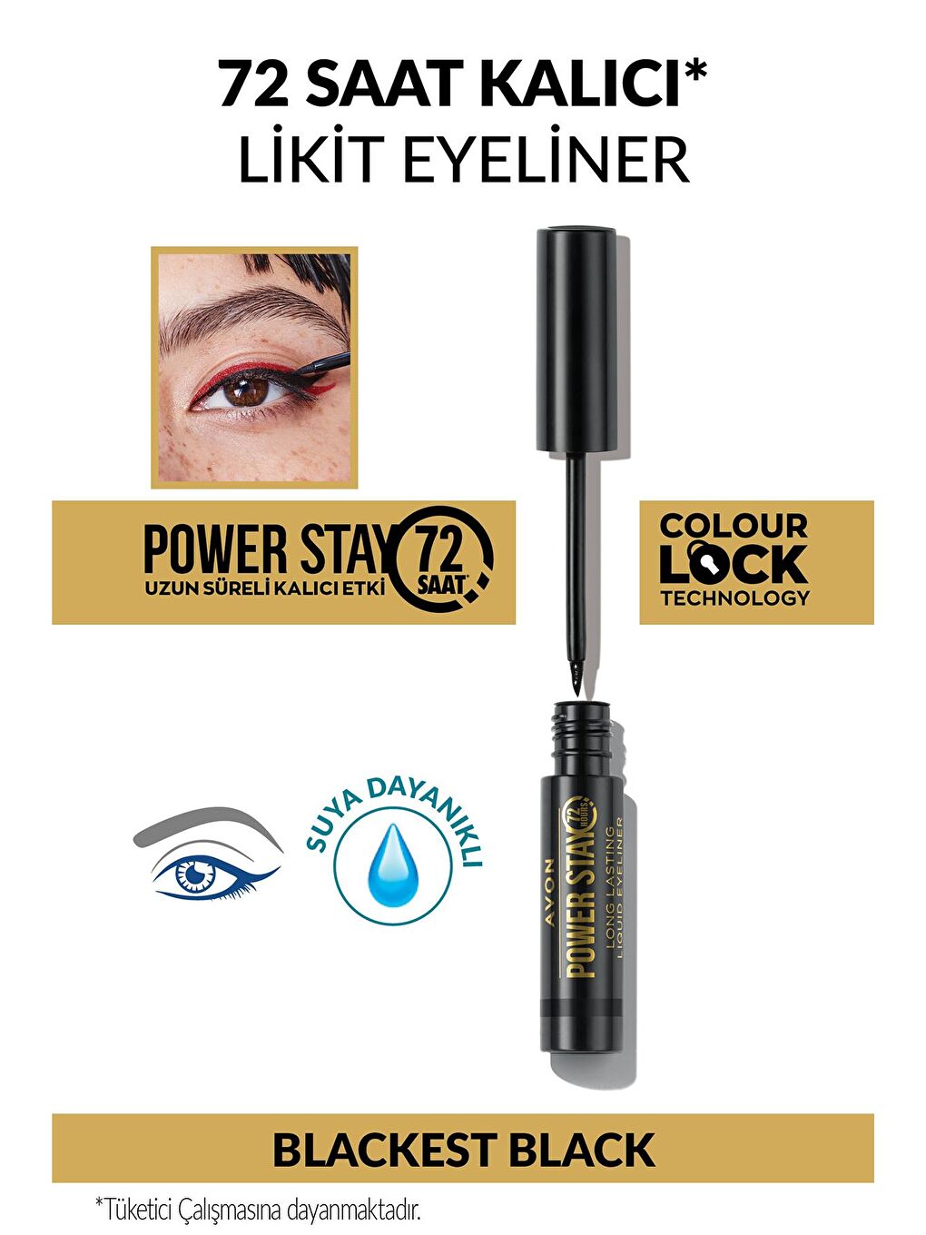 AVON Renksiz Power Stay Uzun Süre Kalıcı Likit Eyeliner Blackest Black - 1