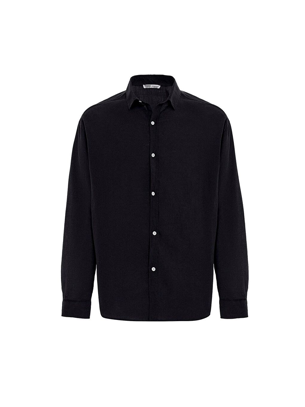 Basic Oversize Pamuk Keten Gömlek Siyah-1