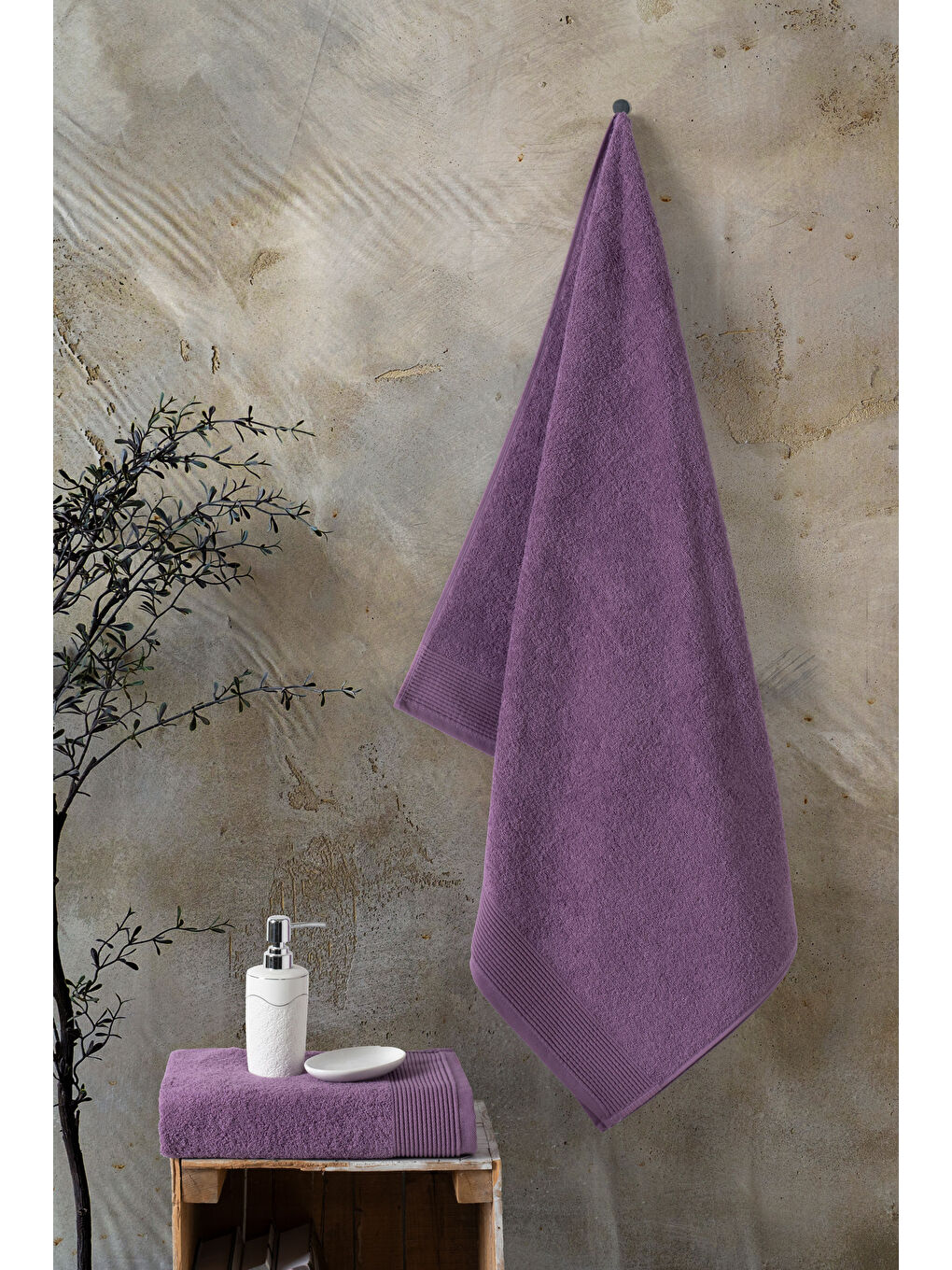 Mürdüm Royal Serisi 2’li Havlu Seti – 50x90 & 90x150 cm, 500 gsm Premium