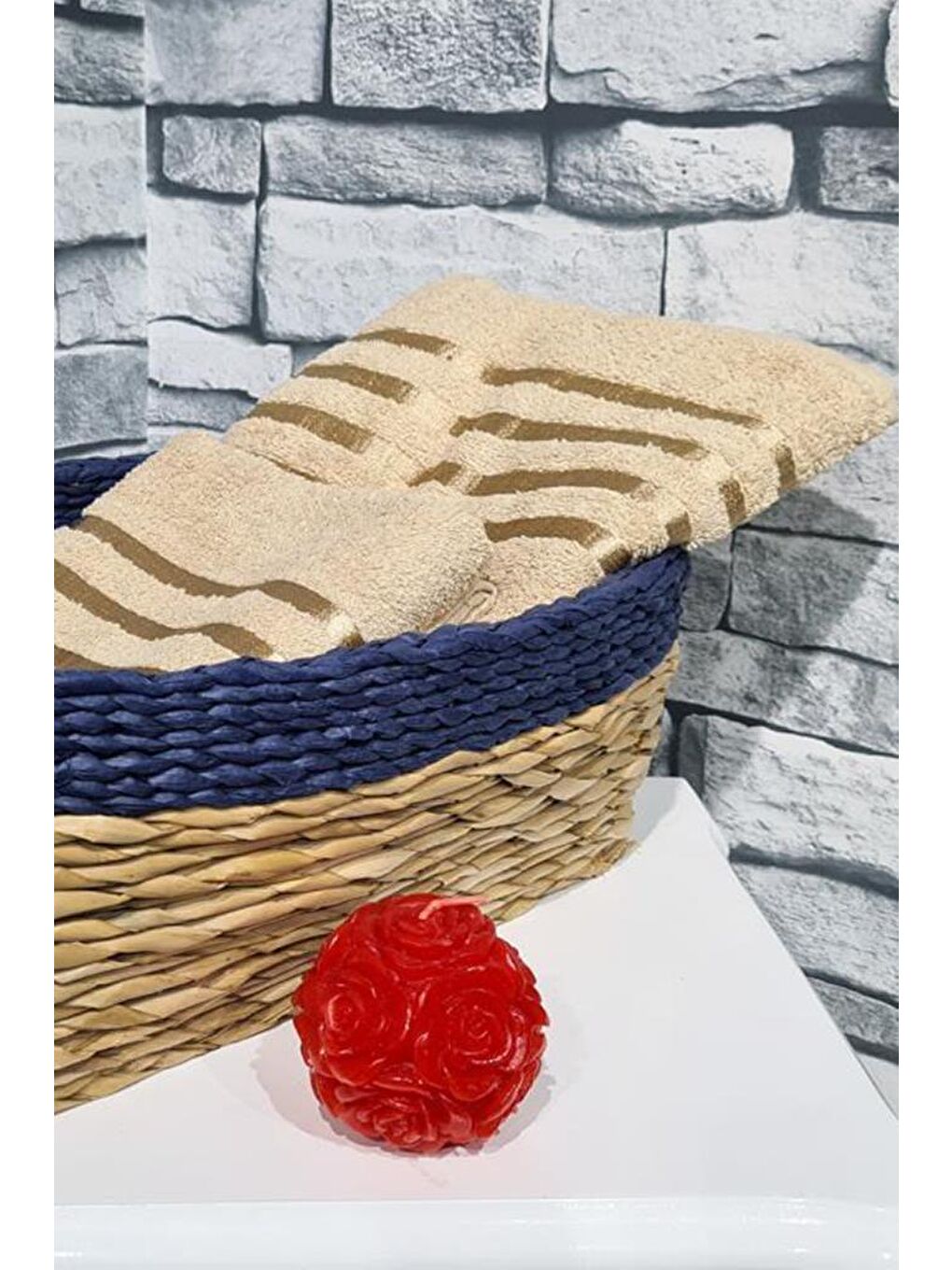 Kahverengi Plain %100 Pamuklu Jakarlı 2 Li Havlu Seti Cappucino