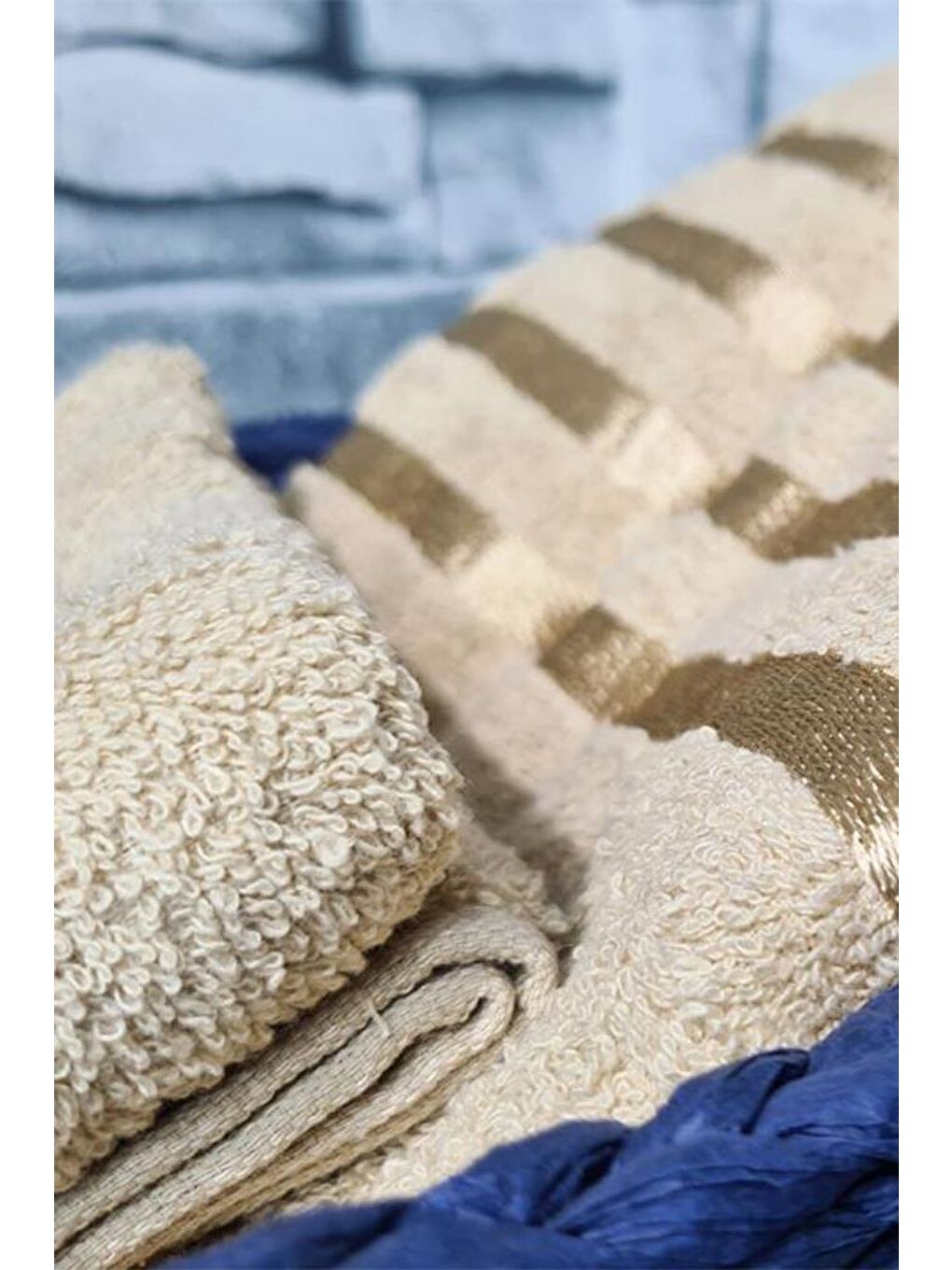 Kahverengi Plain %100 Pamuklu Jakarlı 2 Li Havlu Seti Cappucino-1