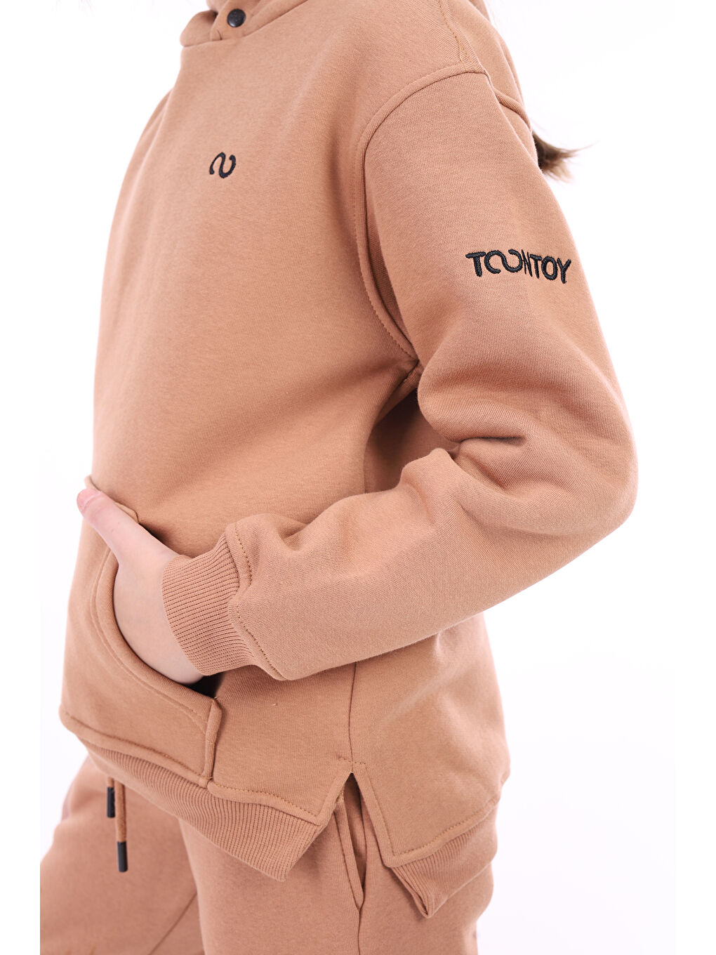 Kahverengi Kız Çocuk Nakışlı Sweatshirt-1