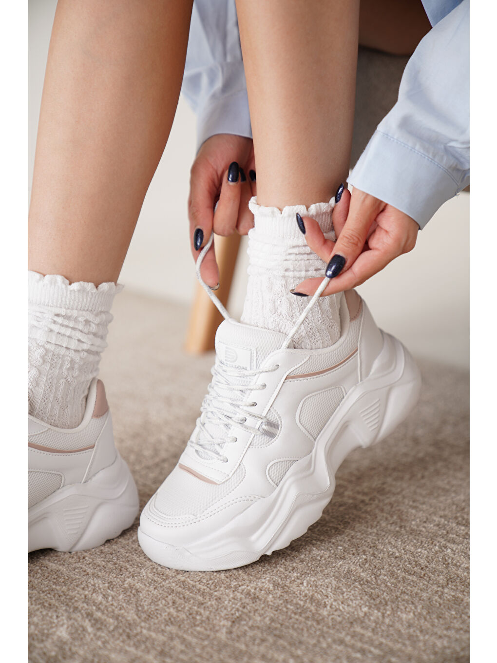 Pembe D0143 Günlük Ortopedik Kadın Sneaker Spor Ayakkabı-1