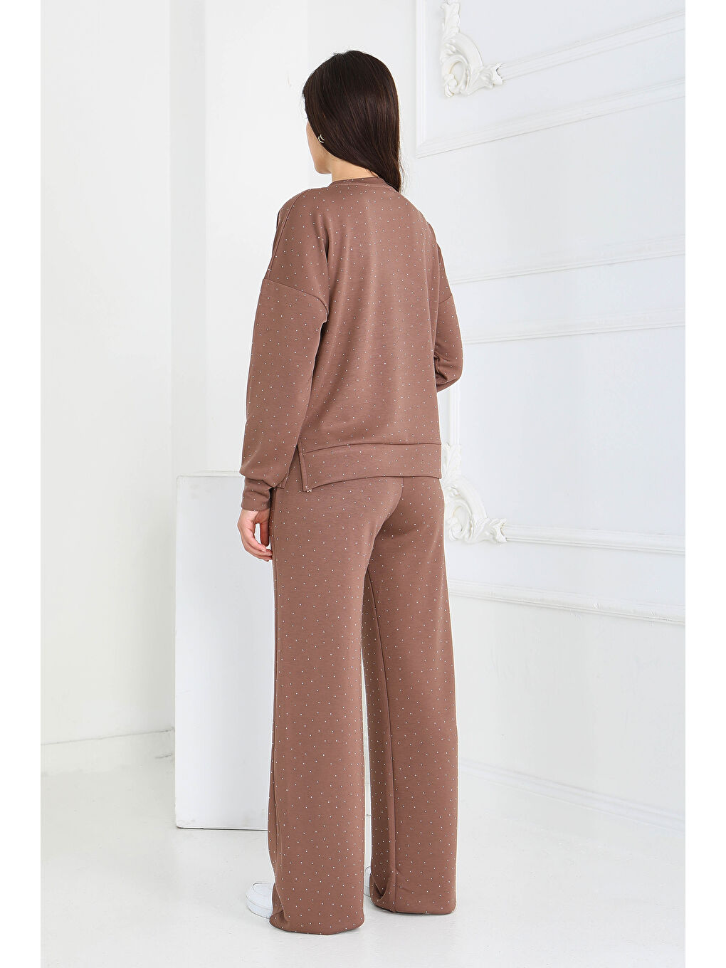 Bej Taşlı Modal İkili Takım Vizon - 27868-VIZON-1