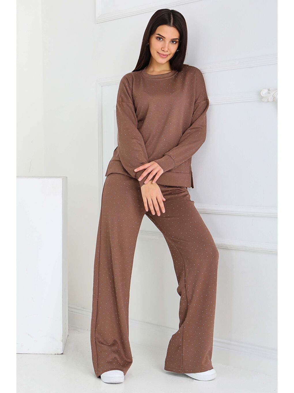 Bej Taşlı Modal İkili Takım Vizon - 27868-VIZON-4