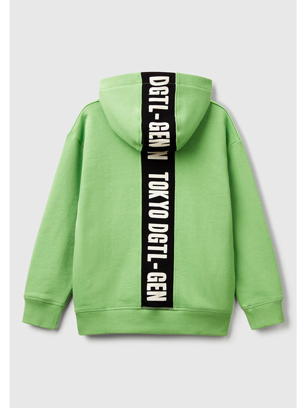 Erkek Çocuk Fıstık Yeşili Baskı Şerit Detaylı Logo Etiketli Kapüşonlu Sweatshirt-1