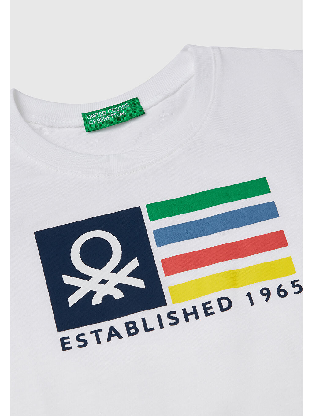 Erkek Çocuk Beyaz Benetton Logo Baskılı Tişört-2