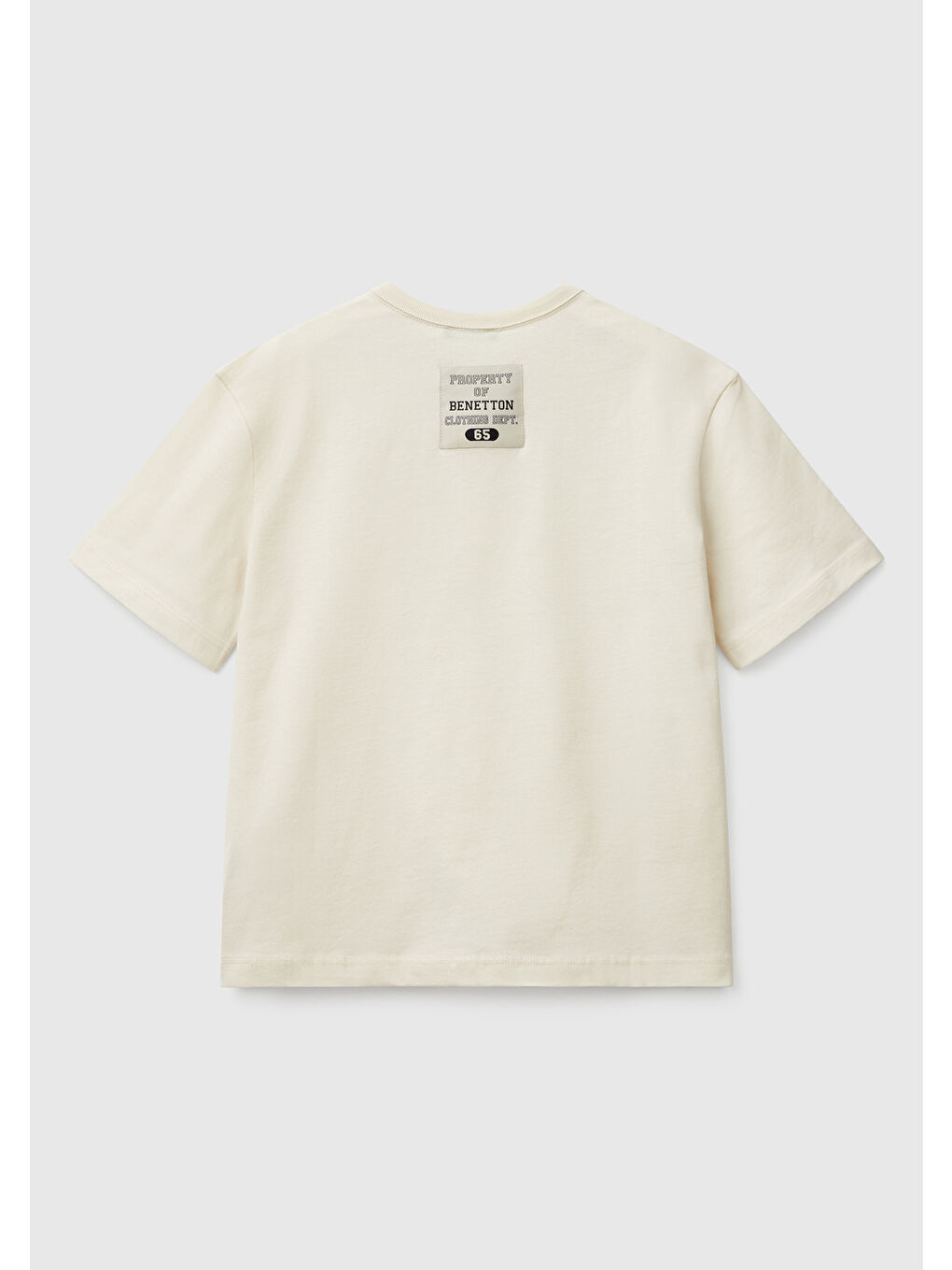 Ekru Erkek Çocuk Krem Logo Baskı Detaylı Oversize Tişört-1