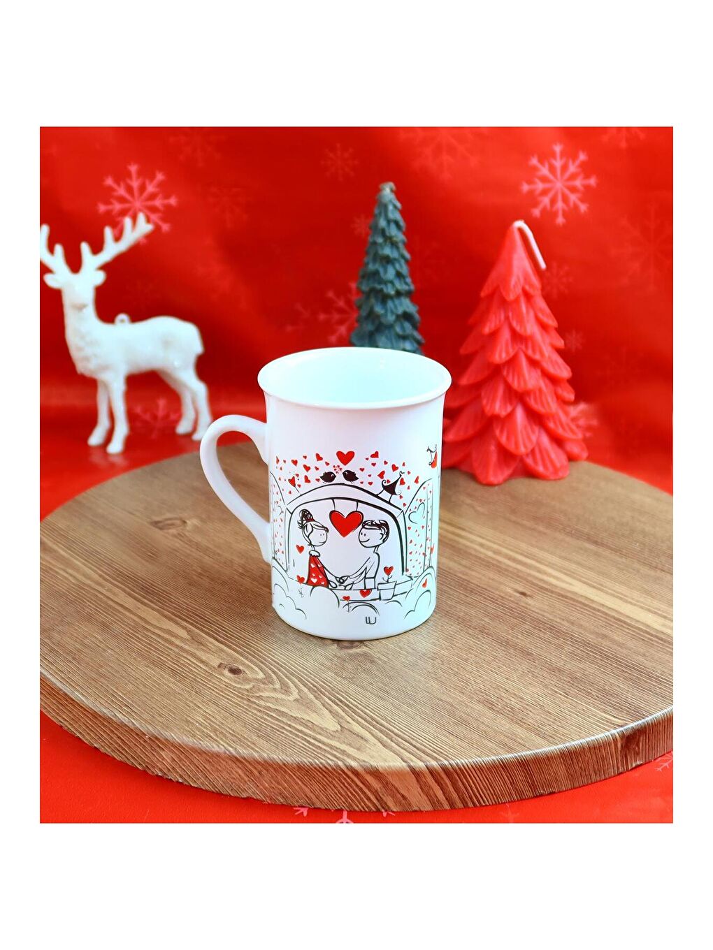 Beyaz Aşık Çift Tasarımlı Kupa Bardak-1