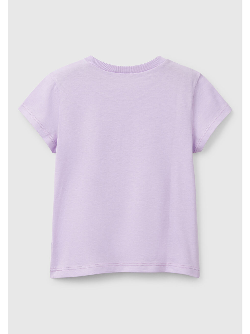 Kız Çocuk Lila Simli Benetton Logo Baskılı Tişört-1