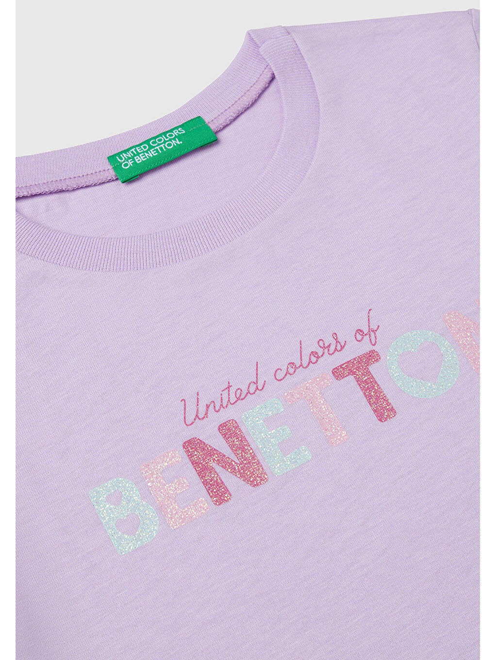 Kız Çocuk Lila Simli Benetton Logo Baskılı Tişört-2