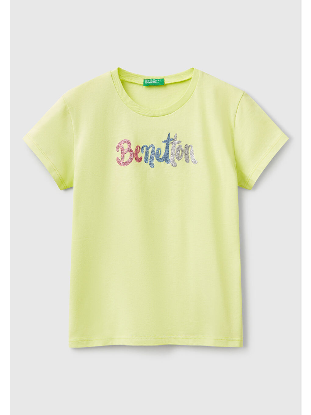 Kız Çocuk Sarı Simli Logo Baskılı Tişört