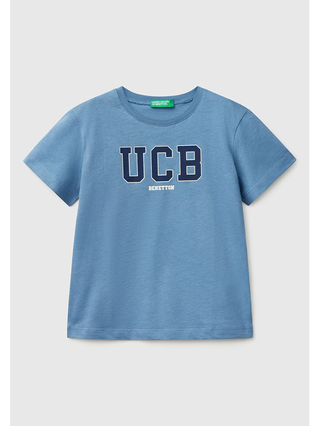 Erkek Çocuk Havacı Mavi Benetton Logo Baskılı Tişört
