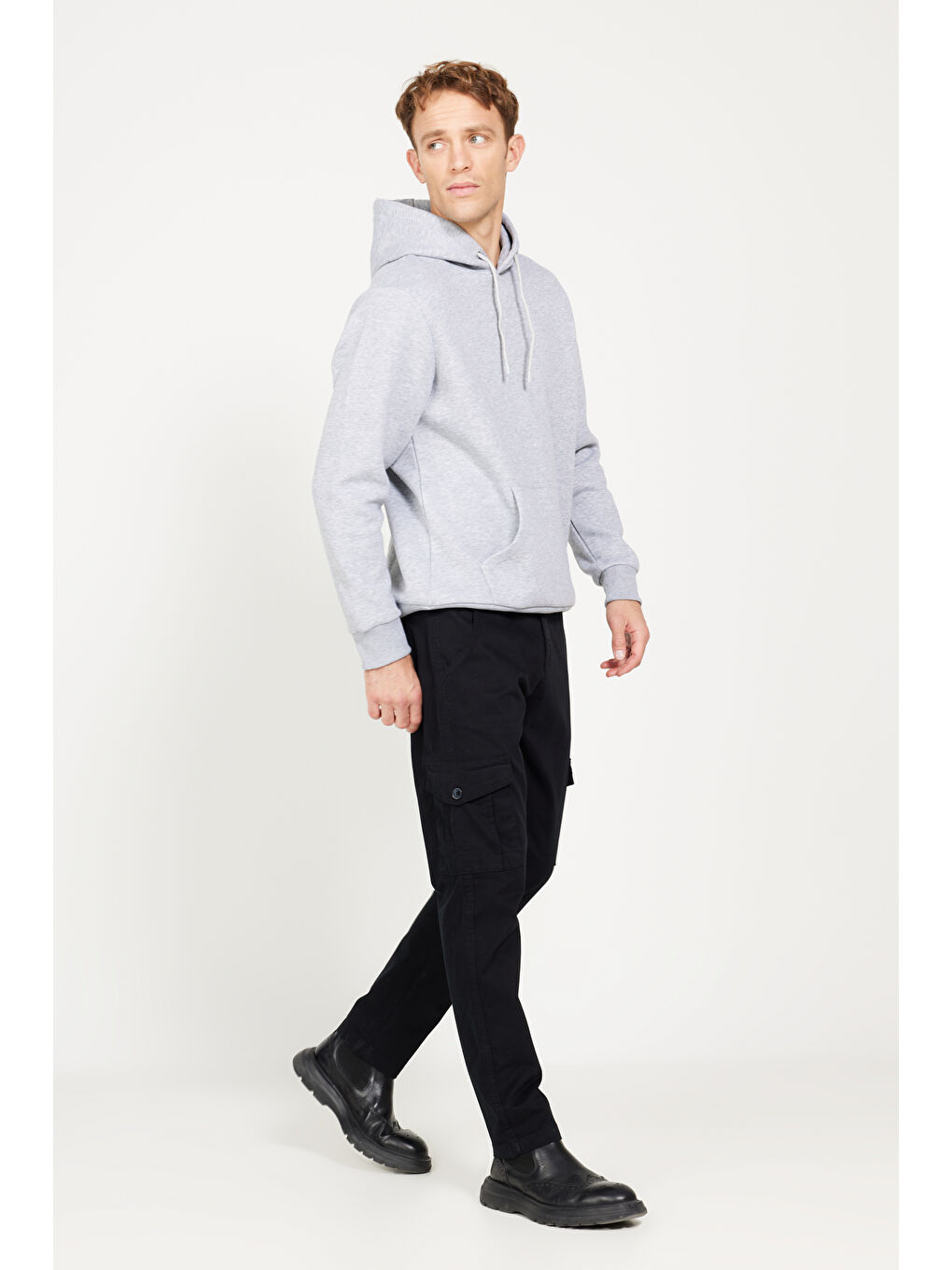 Erkek Siyah Ekstra Slim Fit Dar Kesim Kargo Cepli Pamuklu Esnek Pantolon-3