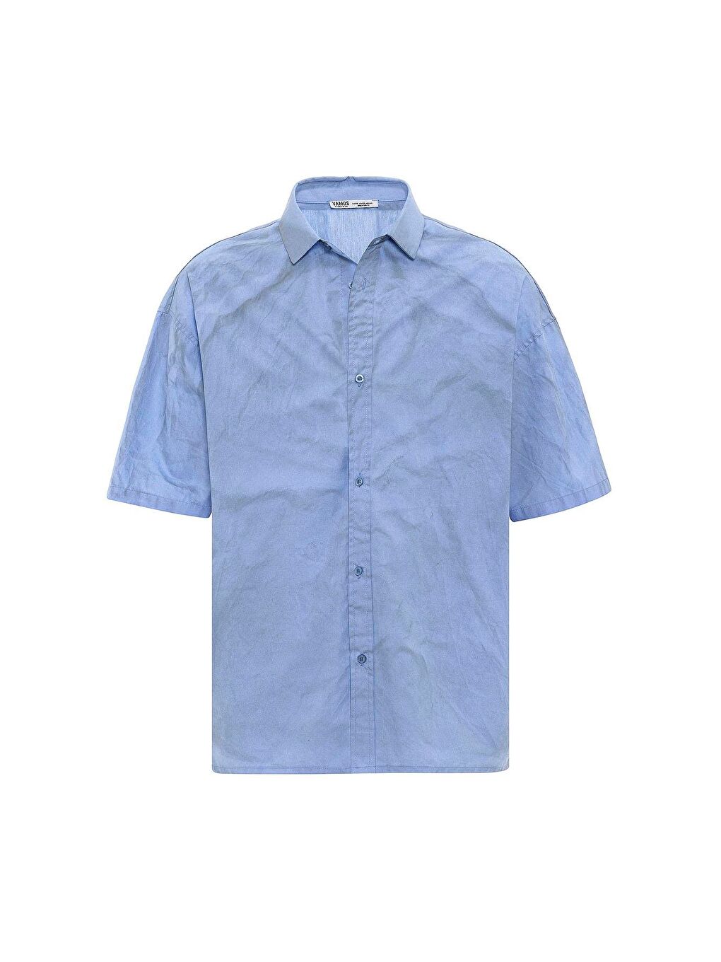 Oversize Yıkamalı Poplin Gömlek Mavi-1