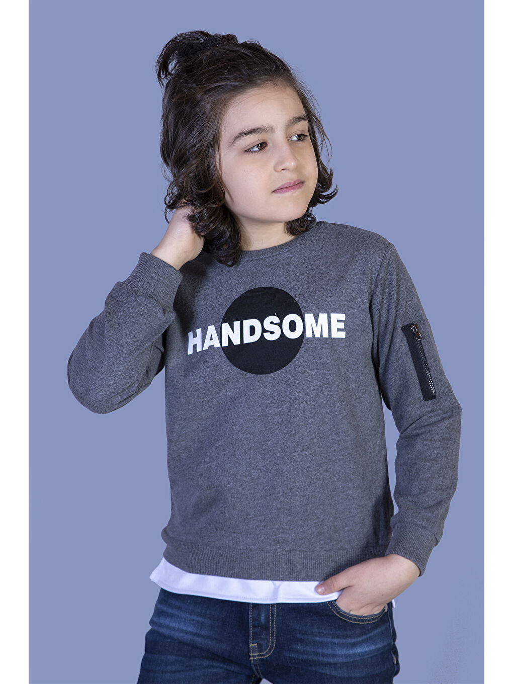 Toontoykids Antrasit Erkek Çocuk Handsome Baskılı Sweatshirt