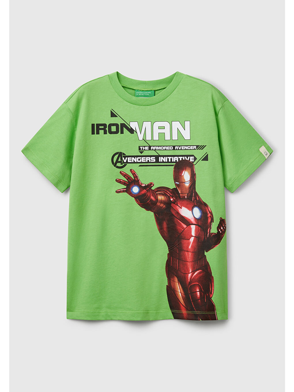 Erkek Çocuk Fıstık Yeşili Marvel Kahraman Baskılı Logo Etiketli Tişört