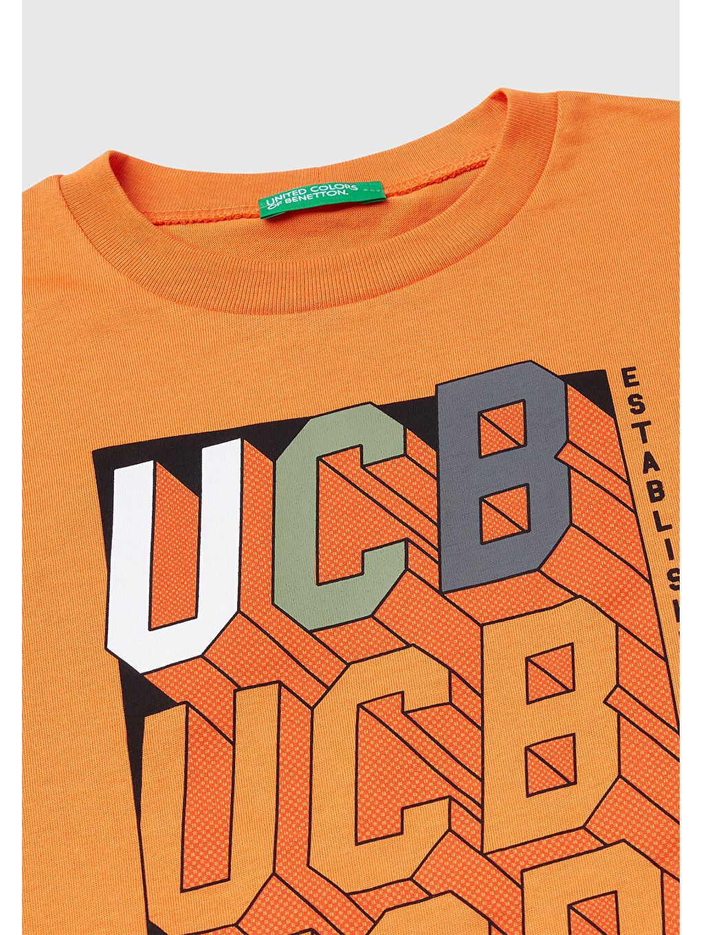 Erkek Çocuk Turuncu Benetton Logo Baskılı Tişört-2