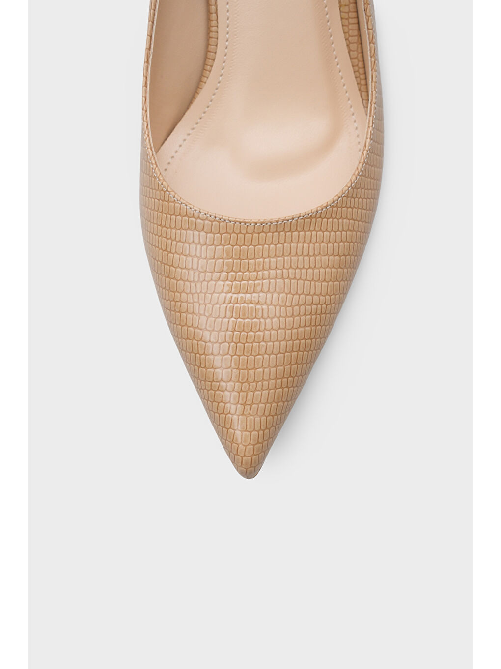 Bej Krysta Kalın Orta Topuklu Kadın Günlük Ayakkabı-2