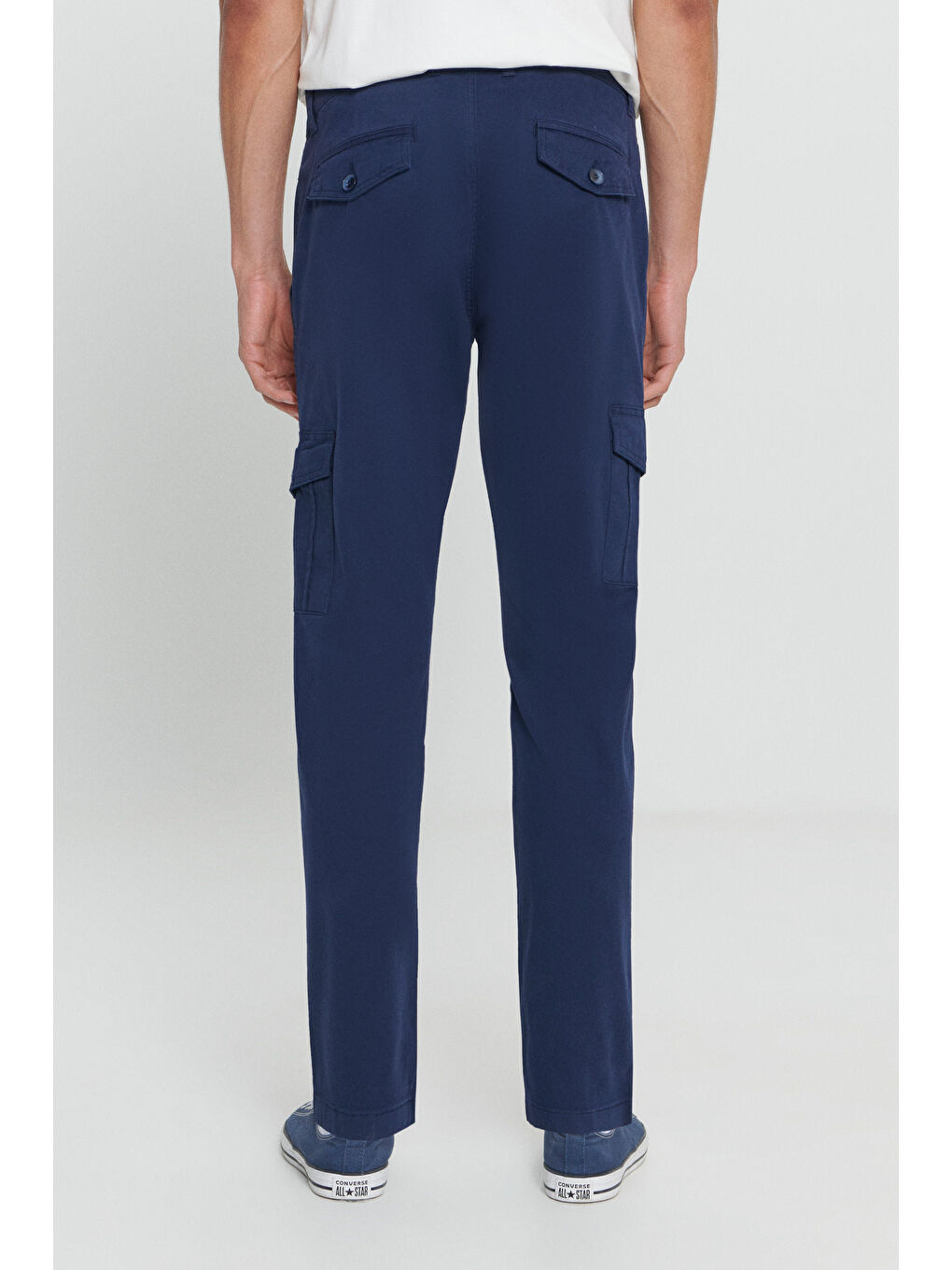 Erkek Lacivert Ekstra Slim Fit Dar Kesim Kargo Cepli Pamuklu Esnek Pantolon-6