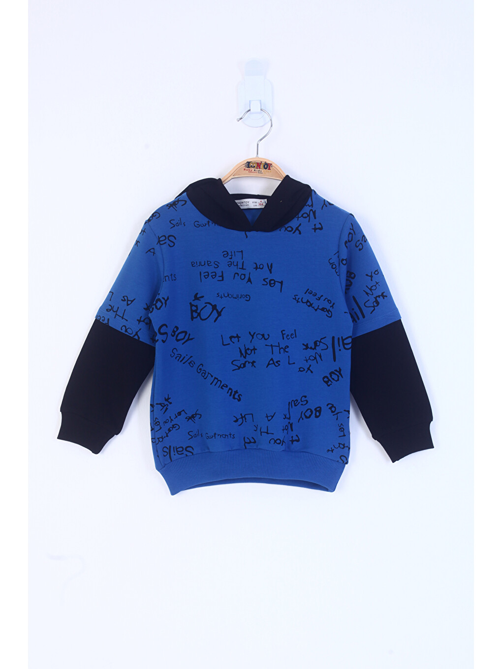 Kırmızı Erkek Çocuk Yazı Baskılı Sweatshirt-1