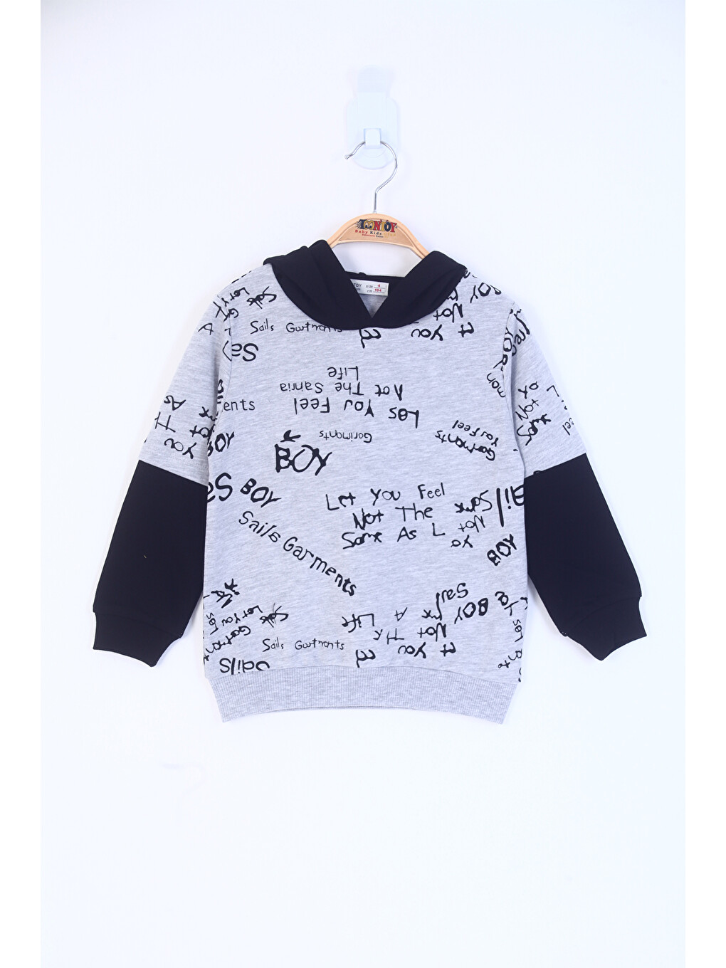 Kırmızı Erkek Çocuk Yazı Baskılı Sweatshirt-4