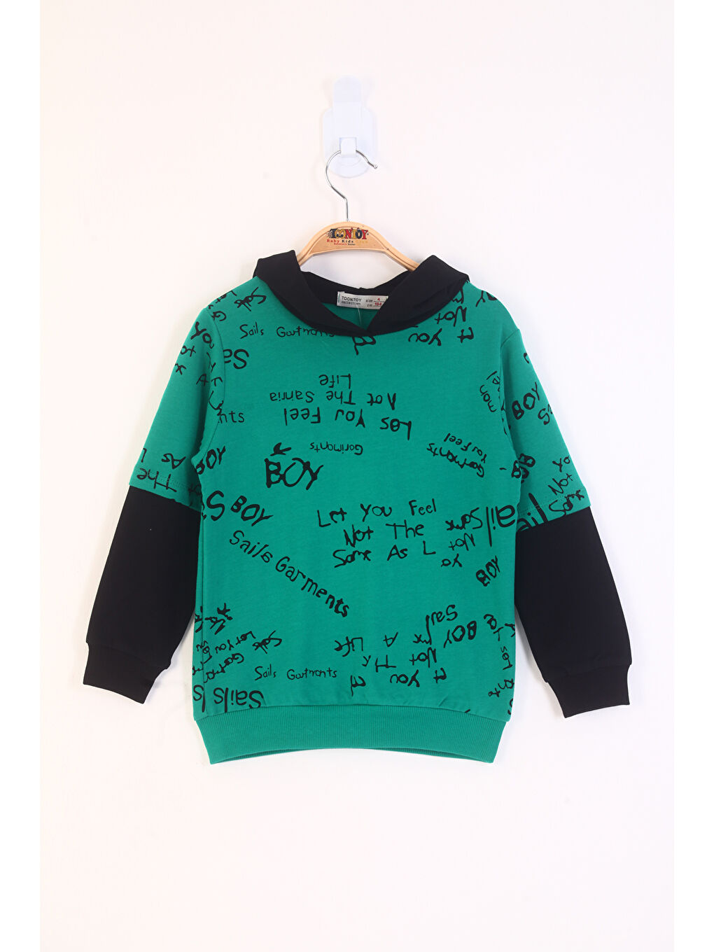 Toontoykids Yeşil Erkek Çocuk Yazı Baskılı Sweatshirt