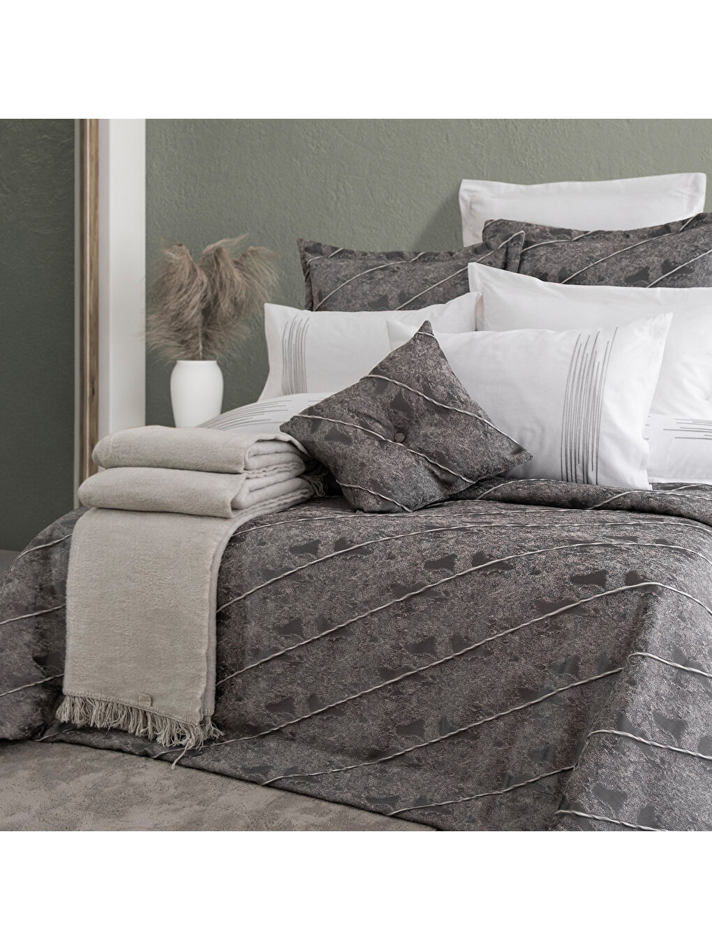 Home Paloma Çeyiz Seti 11 Parça-Gri-1