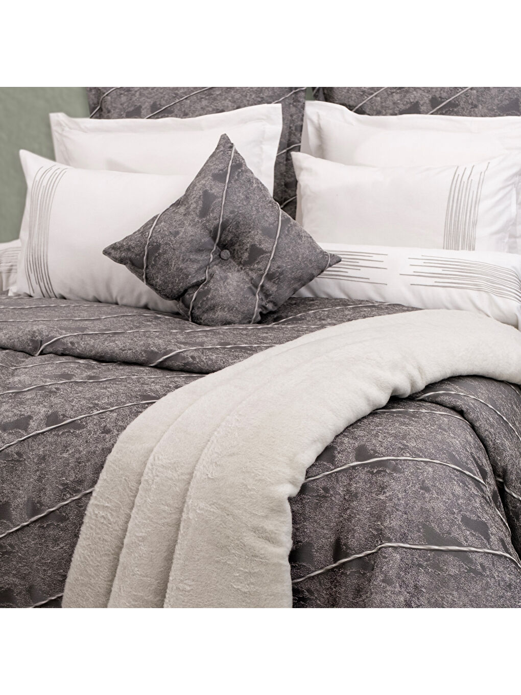 Home Paloma Çeyiz Seti 11 Parça-Gri-2