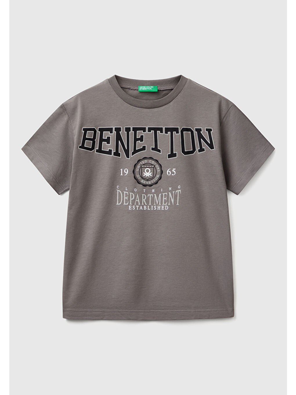 Erkek Çocuk Antrasit Benetton Logo Baskılı Tişört