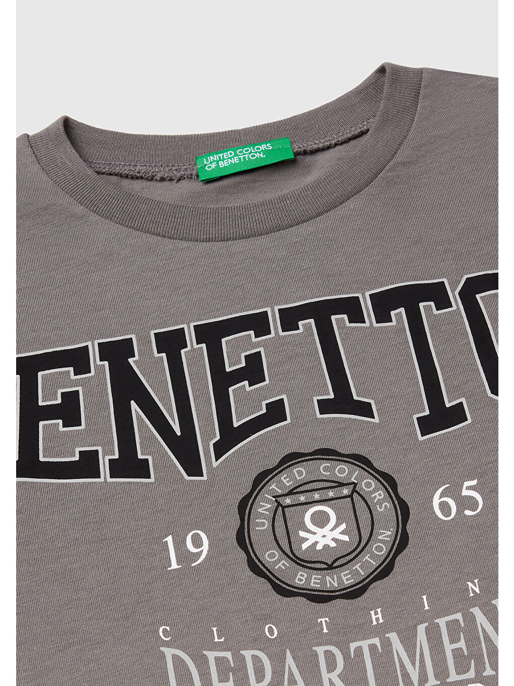 Erkek Çocuk Antrasit Benetton Logo Baskılı Tişört-2