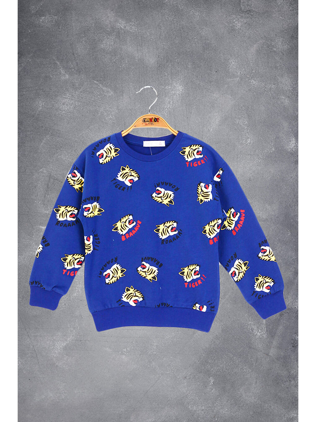 Toontoykids Mavi Erkek Çocuk Tıger Baskılı Sweatshirt